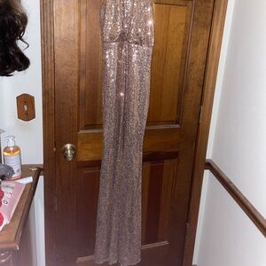 Sparkly rose gold sequin maxi dress
